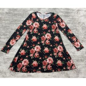 TMG New York Dress‎ Womens Small Black Floral Longsleeve Short A-Line